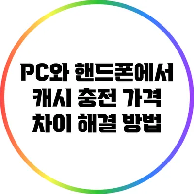 PC와 핸드폰에서 캐시 충전 가격 차이 해결 방법