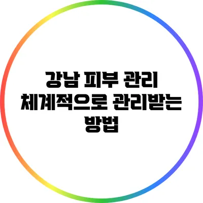 강남 피부 관리: 체계적으로 관리받는 방법