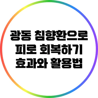 광동 침향환으로 피로 회복하기: 효과와 활용법