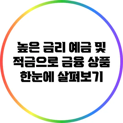 높은 금리 예금 및 적금으로 금융 상품 한눈에 살펴보기