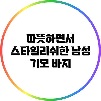 따뜻하면서 스타일리쉬한 남성 기모 바지