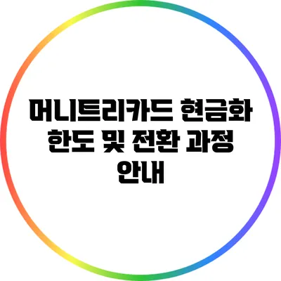 머니트리카드 현금화 한도 및 전환 과정 안내