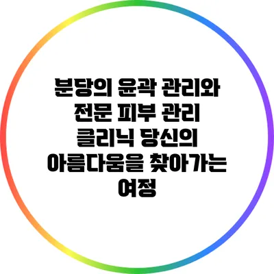 분당의 윤곽 관리와 전문 피부 관리 클리닉: 당신의 아름다움을 찾아가는 여정