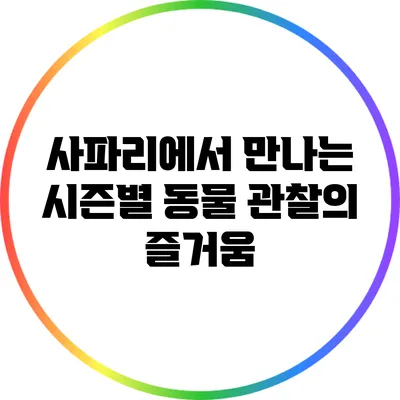 사파리에서 만나는 시즌별 동물 관찰의 즐거움