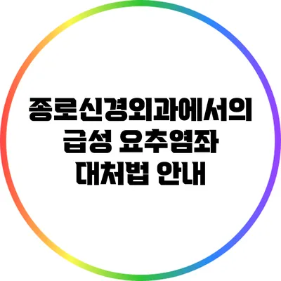 종로신경외과에서의 급성 요추염좌 대처법 안내
