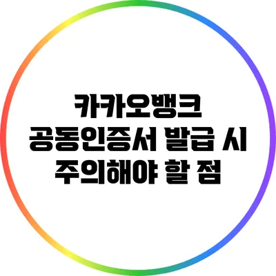 카카오뱅크 공동인증서 발급 시 주의해야 할 점