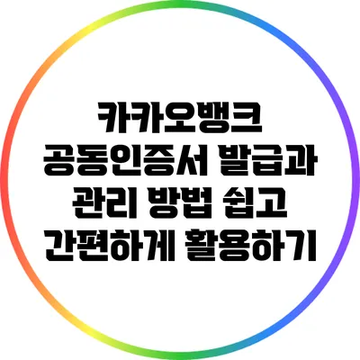카카오뱅크 공동인증서 발급과 관리 방법: 쉽고 간편하게 활용하기