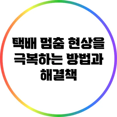 택배 멈춤 현상을 극복하는 방법과 해결책