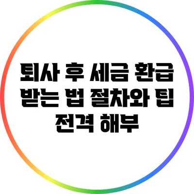 퇴사 후 세금 환급 받는 법: 절차와 팁 전격 해부