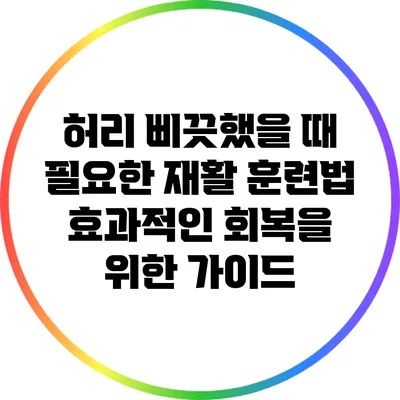 허리 삐끗했을 때 필요한 재활 훈련법: 효과적인 회복을 위한 가이드