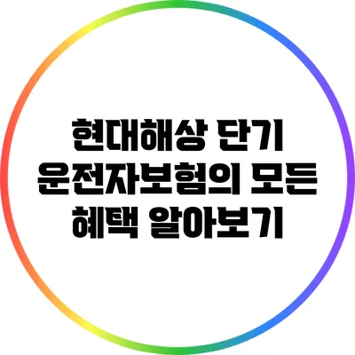 현대해상 단기 운전자보험의 모든 혜택 알아보기