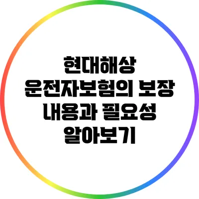 현대해상 운전자보험의 보장 내용과 필요성 알아보기