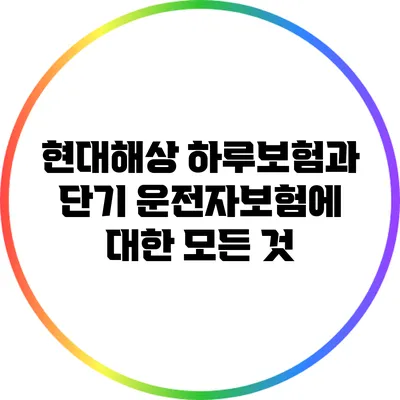 현대해상 하루보험과 단기 운전자보험에 대한 모든 것