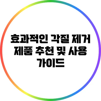 효과적인 각질 제거 제품 추천 및 사용 가이드