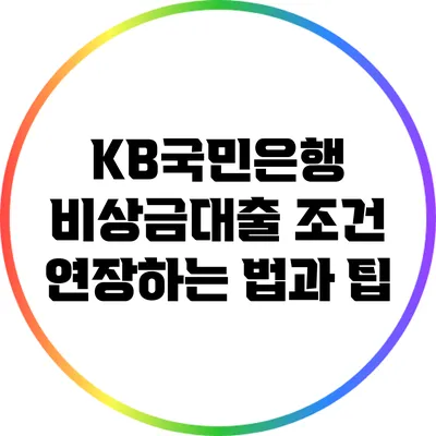 KB국민은행 비상금대출 조건 연장하는 법과 팁