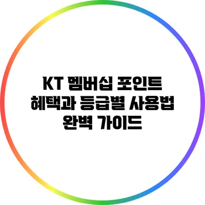 KT 멤버십 포인트 혜택과 등급별 사용법 완벽 가이드