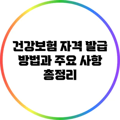 건강보험 자격 발급 방법과 주요 사항 총정리