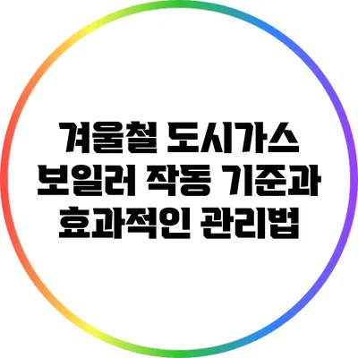 겨울철 도시가스 보일러 작동 기준과 효과적인 관리법