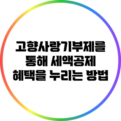 고향사랑기부제를 통해 세액공제 혜택을 누리는 방법