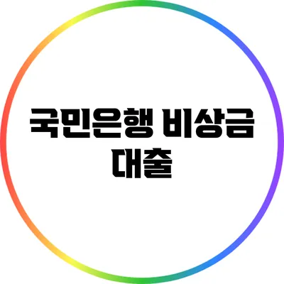 국민은행 비상금 대출