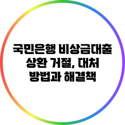 국민은행 비상금대출 상환 거절, 대처 방법과 해결책