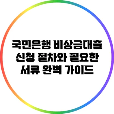 국민은행 비상금대출 신청 절차와 필요한 서류 완벽 가이드