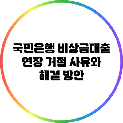 국민은행 비상금대출 연장 거절 사유와 해결 방안
