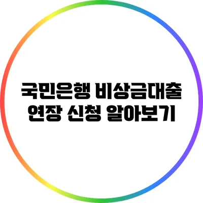 국민은행 비상금대출 연장 신청 알아보기