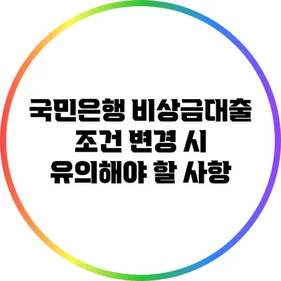 국민은행 비상금대출 조건 변경 시 유의해야 할 사항