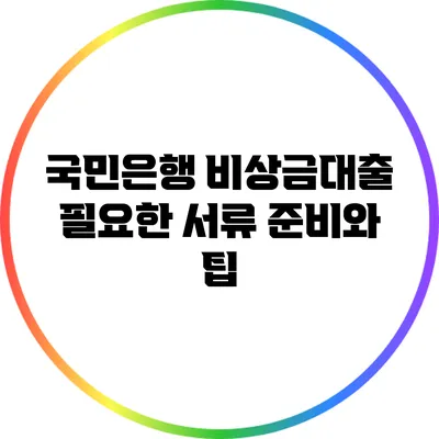 국민은행 비상금대출: 필요한 서류 준비와 팁