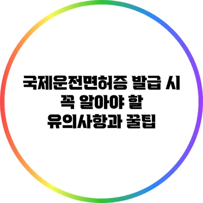 국제운전면허증 발급 시 꼭 알아야 할 유의사항과 꿀팁