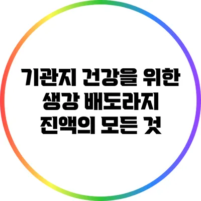 기관지 건강을 위한 생강 배도라지 진액의 모든 것