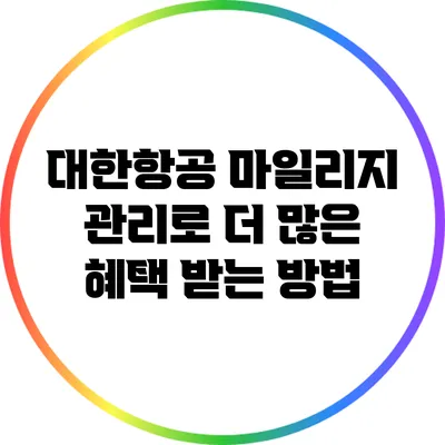 대한항공 마일리지 관리로 더 많은 혜택 받는 방법