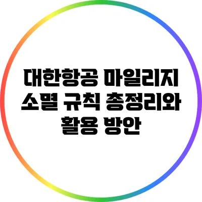 대한항공 마일리지 소멸 규칙 총정리와 활용 방안