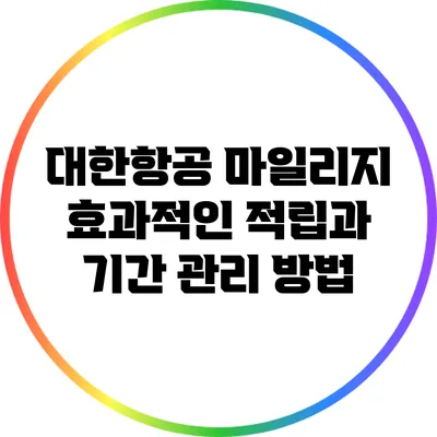 대한항공 마일리지: 효과적인 적립과 기간 관리 방법