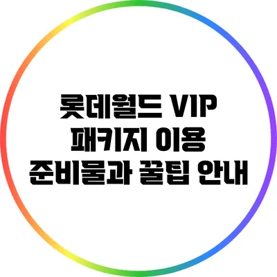 롯데월드 VIP 패키지 이용 준비물과 꿀팁 안내