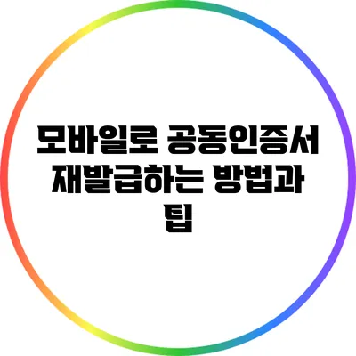 모바일로 공동인증서 재발급하는 방법과 팁
