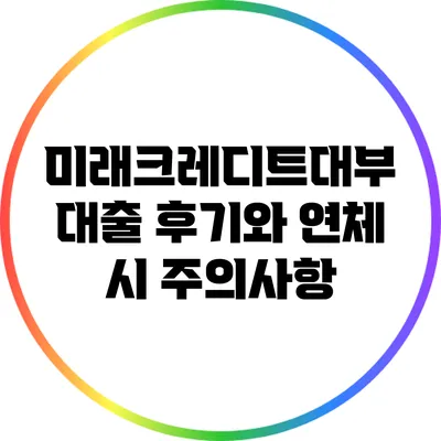 미래크레디트대부 대출 후기와 연체 시 주의사항