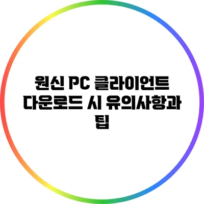 원신 PC 클라이언트 다운로드 시 유의사항과 팁
