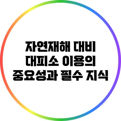 자연재해 대비 대피소 이용의 중요성과 필수 지식