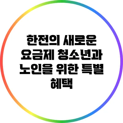 한전의 새로운 요금제: 청소년과 노인을 위한 특별 혜택