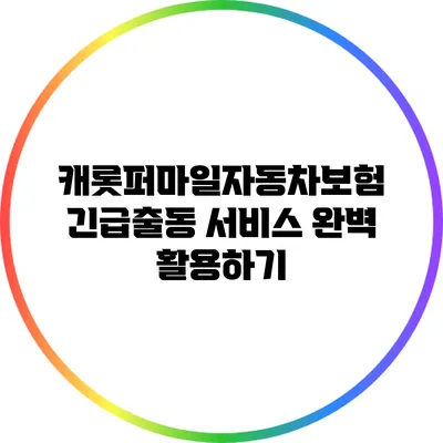캐롯퍼마일자동차보험 긴급출동 서비스 완벽 활용하기